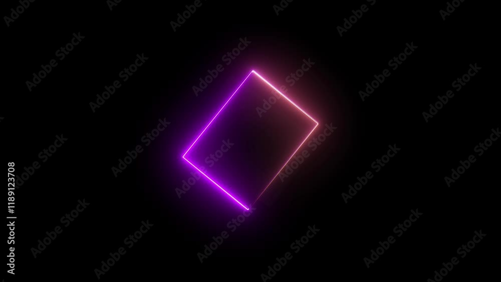 Animation of glowing neon rectangle frame background. Neon rectangle shape line animation. Animation of glowing neon rectangle frame background. Neon rectangle shape line animation.