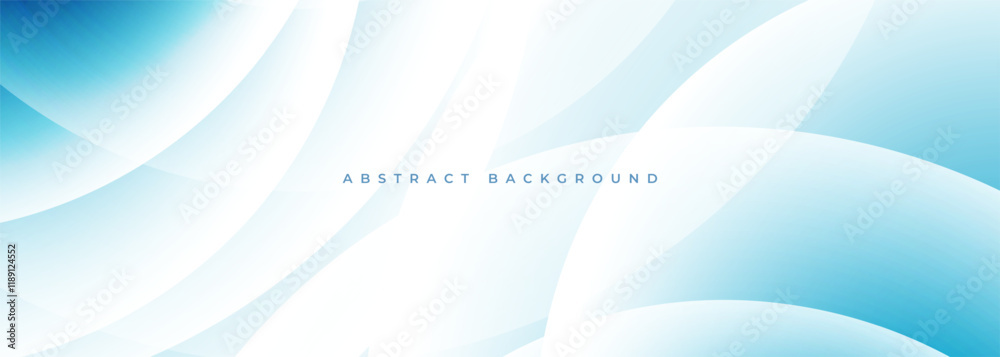 White and blue abstract modern wide background with circle shapes. Vector illustration