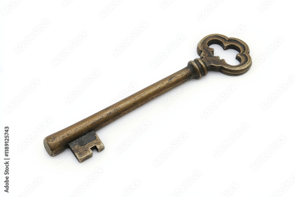 antique skeleton key on white background antique skeleton key on white background