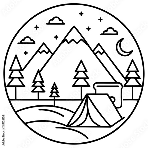 Outdoor Adventure Line Art Design