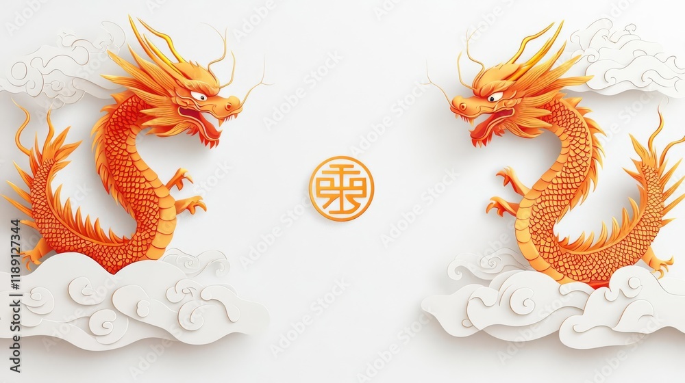 Obraz premium A vibrant dragon symbolizing strength and power in culture.