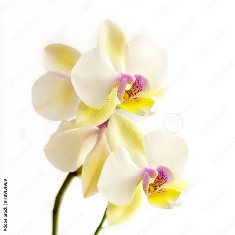 Obraz premium close up of white and yellow orchids