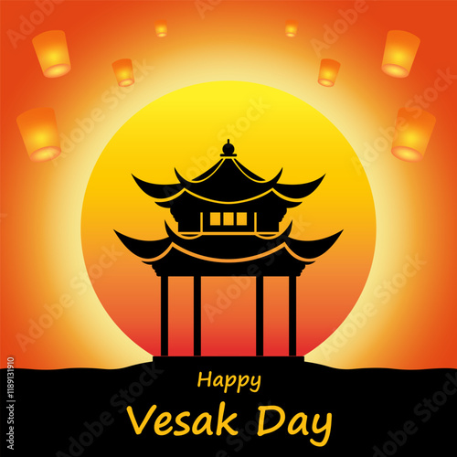 Vesak Day creative concept for postcard or banner. Vesak Day is a holy day for Buddhists