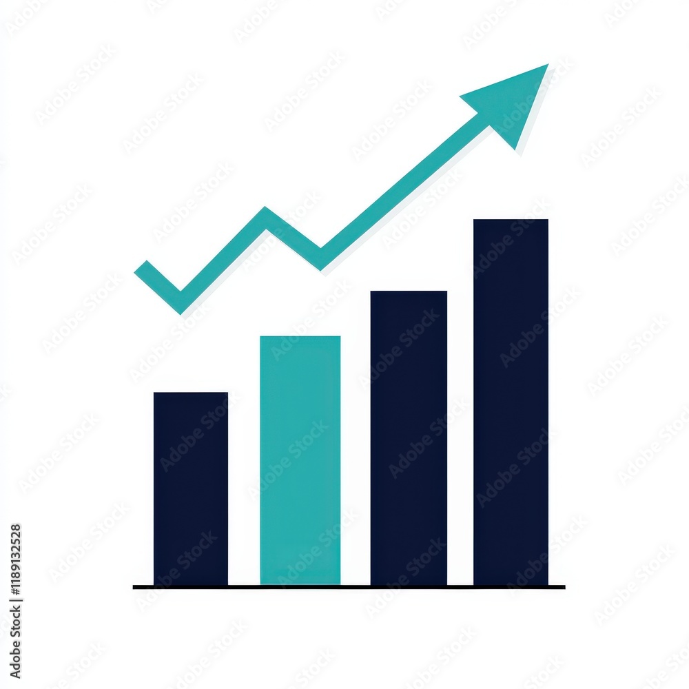 Minimal Flat Design of Business Growth Illustration with Upward Trend Arrow Minimal Flat Design of Business Growth Illustration with Upward Trend Arrow