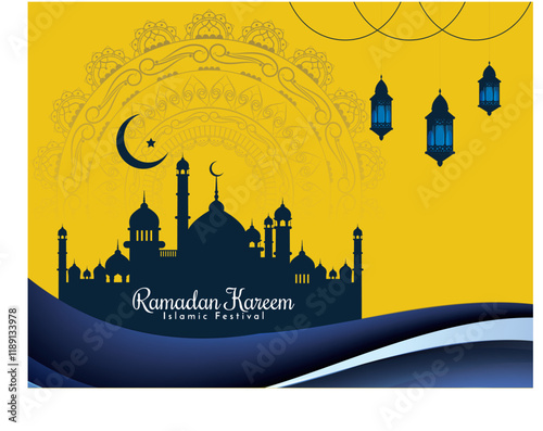 Ramadan kareem islamic festival beautiful greeting design