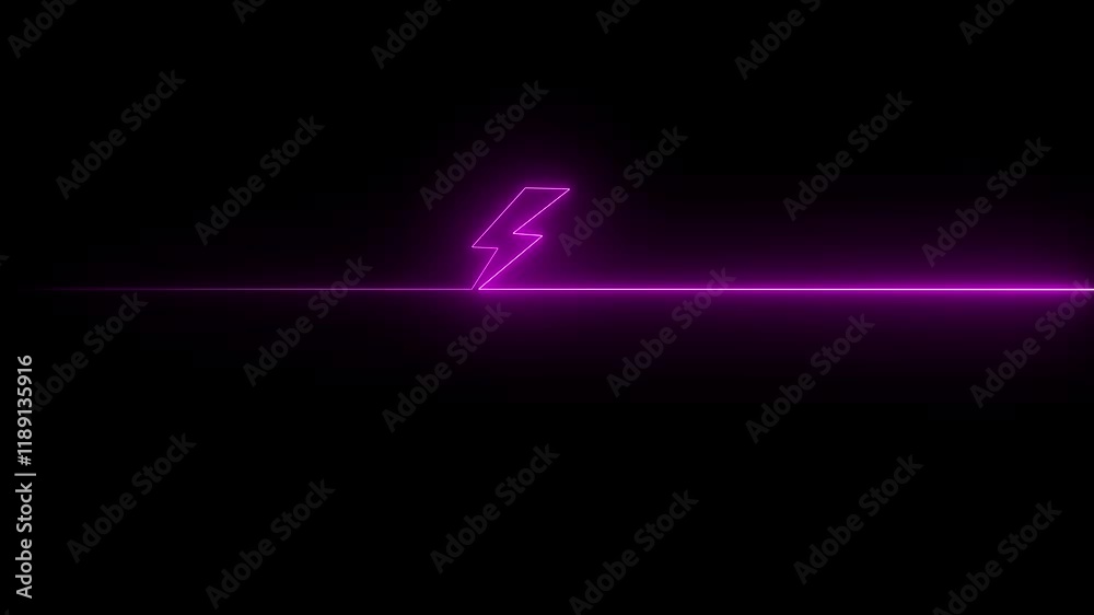 glowing neon Power neon glowing icon. Electric flashlight icon in led light isolated on background. Technology, energy and electric concept icon on black background.