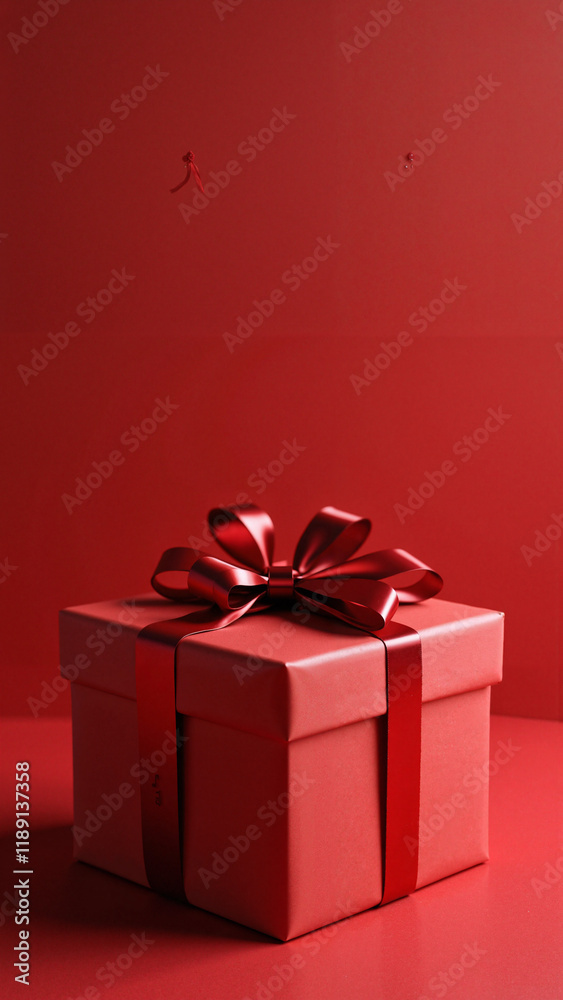 Elegant Red Gift Box with Ribbon: Perfect for Holiday Marketing, E-commerce, and Festive Promotions Elegant Red Gift Box with Ribbon: Perfect for Holiday Marketing, E-commerce, and Festive Promotions