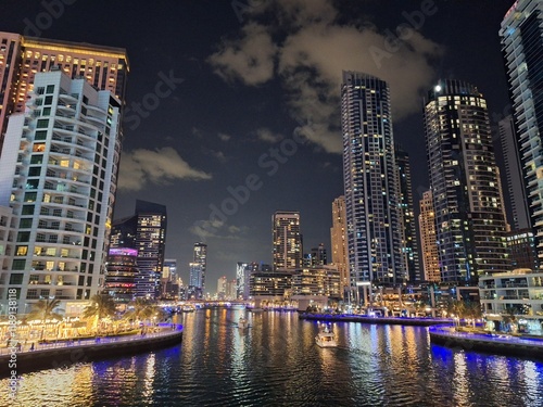 Dubai city harbour and marina in the night