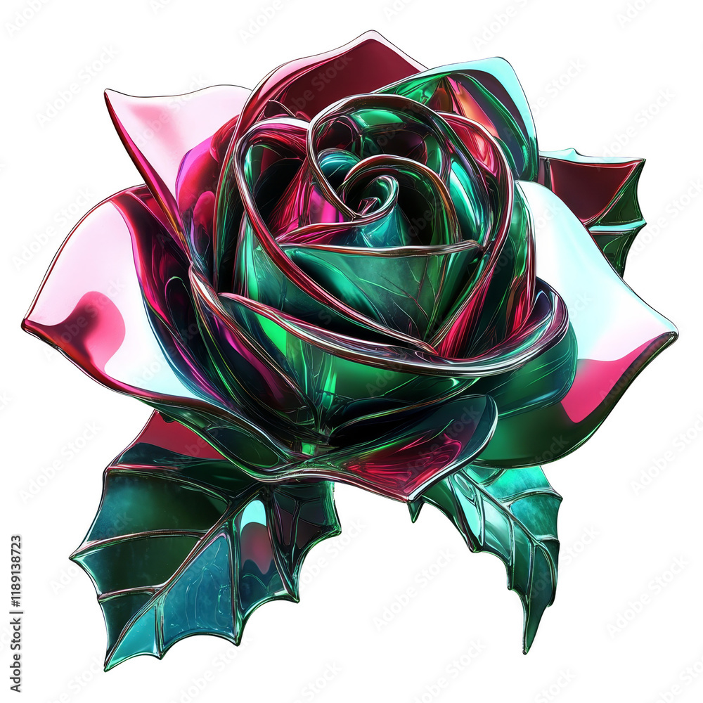 Fototapeta premium Elegant glass rose sculpture artistic display colorful design modern art gallery close-up beauty concept