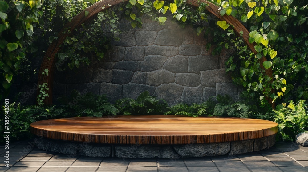 Obraz premium Wooden Stage in Lush Garden