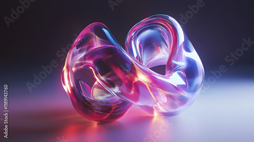 A retrofuturistic iridescent amorphous wire element shape.
