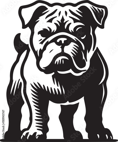 black and white bulldogs vector illustration