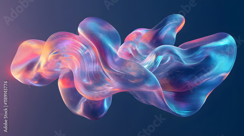 A retrofuturistic iridescent amorphous wire element shape.