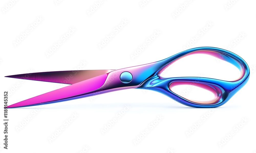 Iridescent pink and blue shears isolated on white. Iridescent pink and blue shears isolated on white.