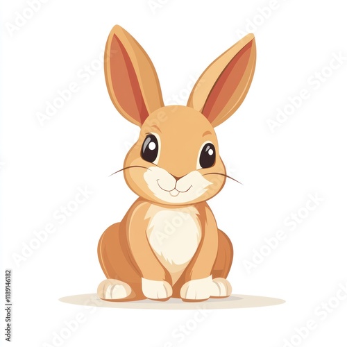 Cute cartoon bunny sitting, white background, children's book illustration (2)