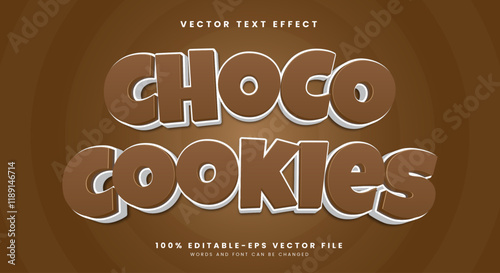 Choco Cookies 3D Cartoon style editable text effect Template