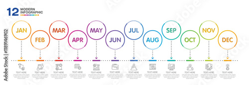 Infographic for presentation 12 months in 4 quarter can used for workflow layout, process diagram, flow chart.