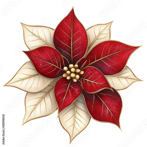 Beautiful red poinsettia flower arrangement natural setting digital art vibrant colors close-up view holiday spirit