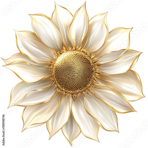 Elegant white sunflower art floral design digital illustration bright environment close-up view nature concept