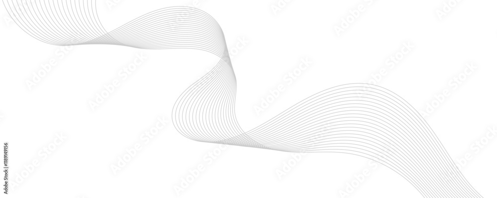 Gray wave curve lines abstract background with flowing particles. Digital energy waves technology concept. Modern backdrop design for business, presentation, banner.