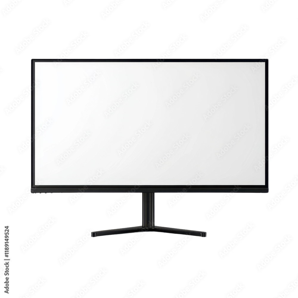 Black Framed Modern Monitor on a Minimalist Stand with Blank Screen Black Framed Modern Monitor on a Minimalist Stand with Blank Screen