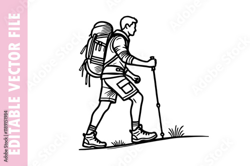 silhouette of a hiking mane vector design silhouette illustration