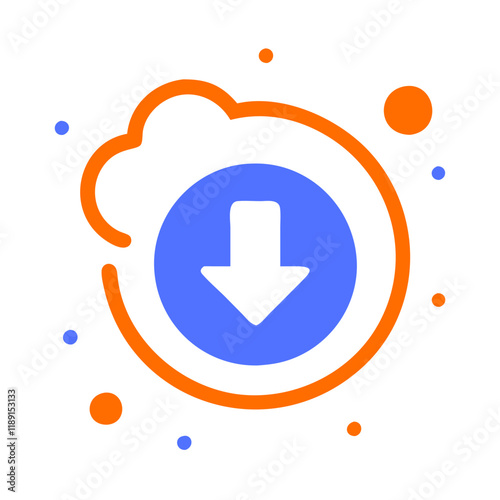stylish illustration of a download symbol representing file transfer or data saving