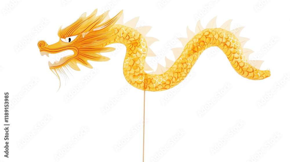 Fototapeta premium Vibrant Yellow Dragon Puppet for Celebrations and Festivals