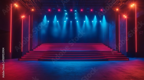 Dramatic Stage with Neon Lighting