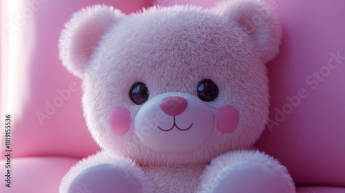 Adorable Pink Teddy Bear on Sofa