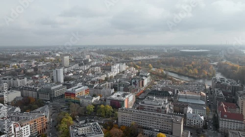 Aerial view of the city in autumn