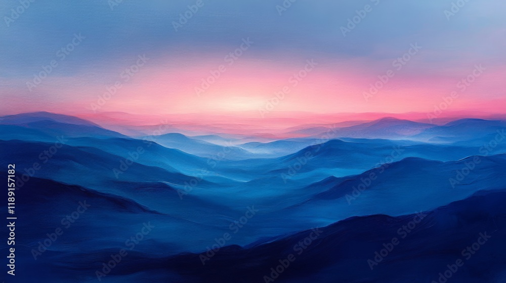 Fototapeta premium Dreamy Sunset Over Misty Mountains