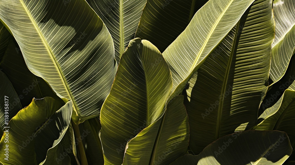 Obraz premium Lush Green Tropical Leaves Background Texture