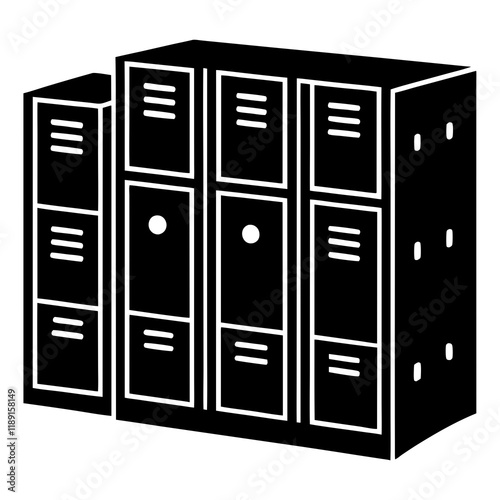 Coworking Office Lockers Silhouette clean safety modern vector storage