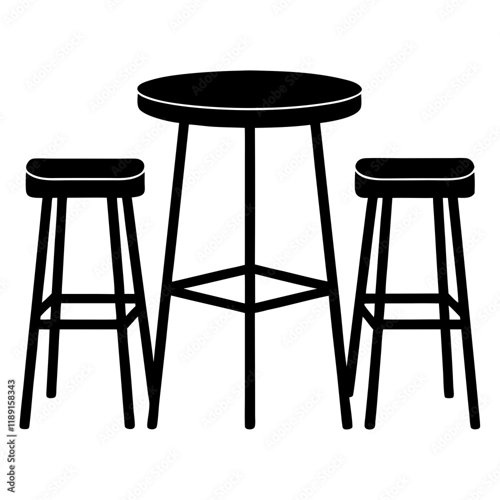 Hightop Table and Stools Informal Meeting Silhouette bar pub cafe Hightop Table and Stools Informal Meeting Silhouette bar pub cafe