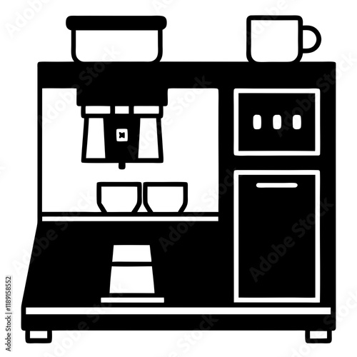 Solo Coffee Machine Fills Office Breakroom Silhouette food clean vector
