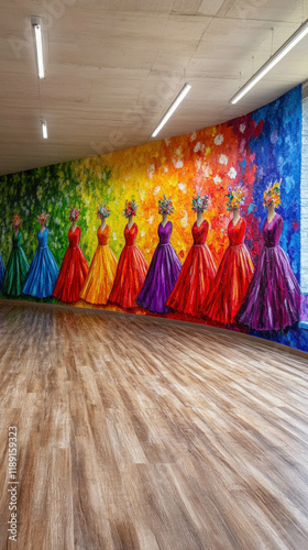 A Mural Of Traditional Dres...