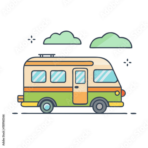 camper van vector icon, camper van vector illustration - simple illustration of camper van, perfect for logos,and camper van -themed designs.