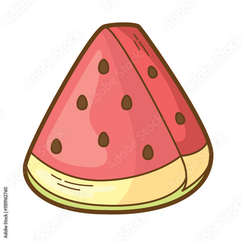 Watermelon slice sticker design, perfect for summer projects. Juicy, vibrant, refreshing ideal for invitations, cards, posters, and digital designs