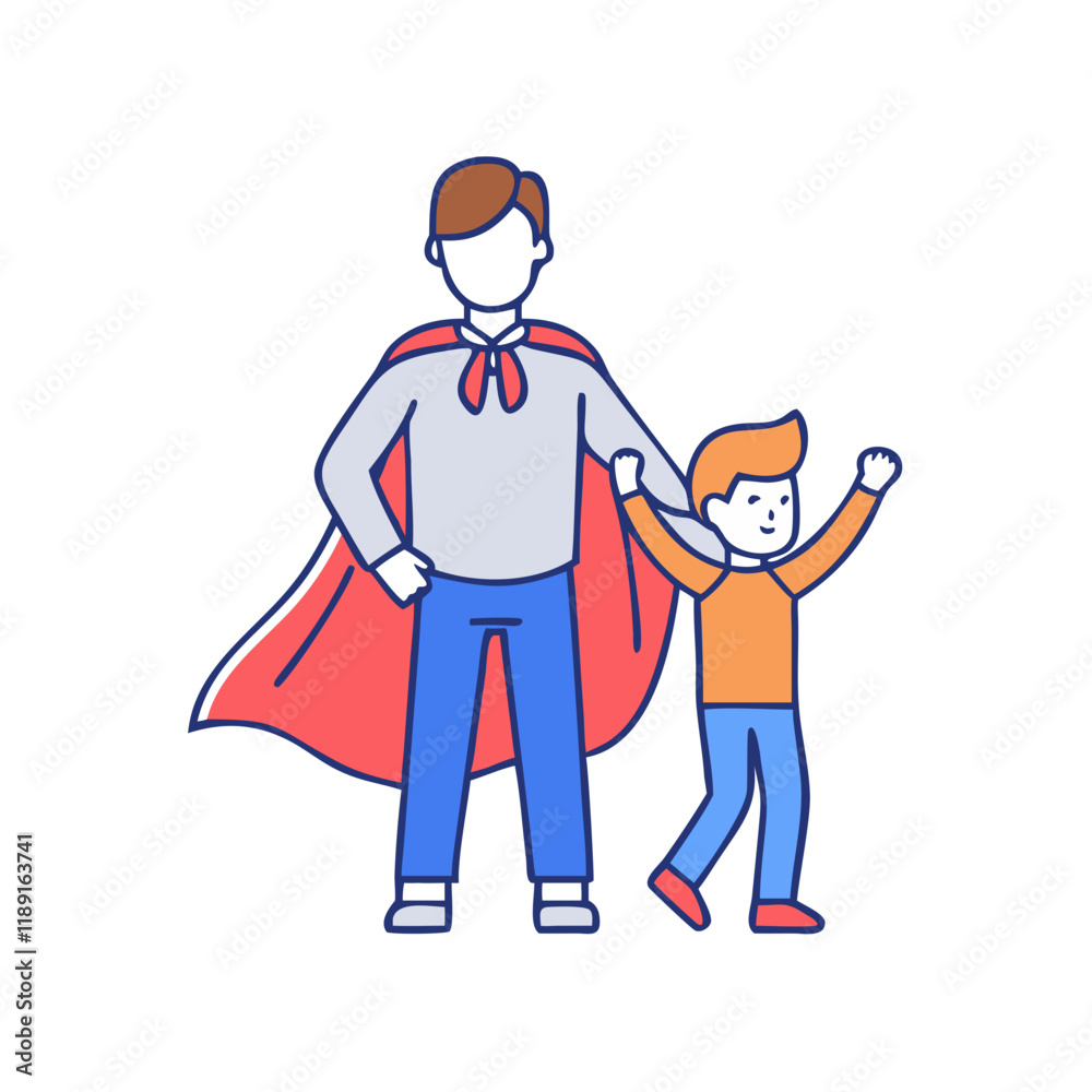dad with superhero cape vector icon, dad with superhero cape vector illustration - simple illustration of dad with superhero cape, perfect for logos,and dad with superhero cape -themed designs. dad with superhero cape vector icon, dad with superhero cape vector illustration - simple illustration of dad with superhero cape, perfect for logos,and dad with superhero cape -themed designs.