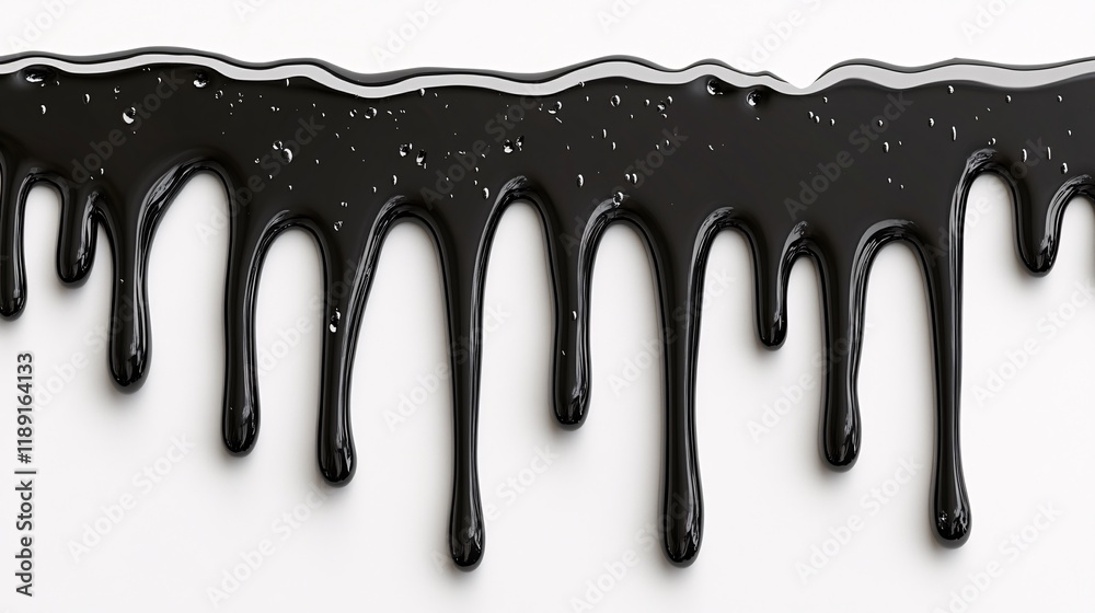 Black viscous liquid dripping in a smooth, even line with a glossy finish Black viscous liquid dripping in a smooth, even line with a glossy finish