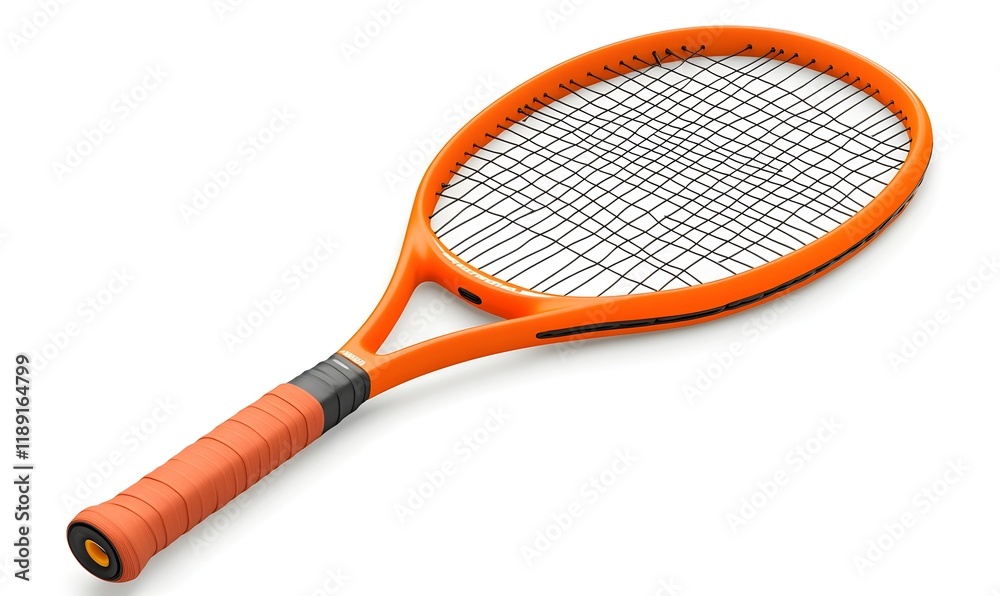 Orange tennis racket isolated on white background. Orange tennis racket isolated on white background.