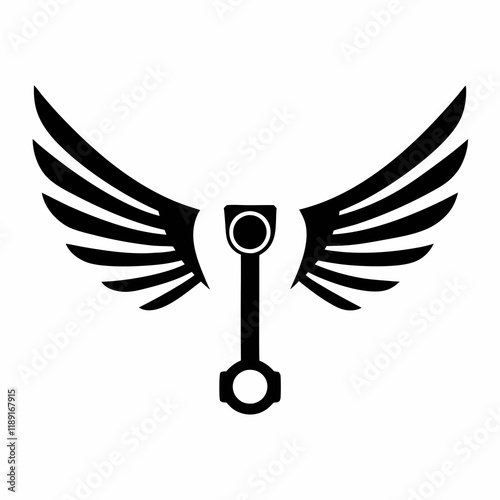 Minimalist Winged Piston Logo Vector Design.
