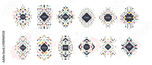 Set of geometric abstract colorful flyers - ethnic style brochure templates - collection of design elements - modern background templates