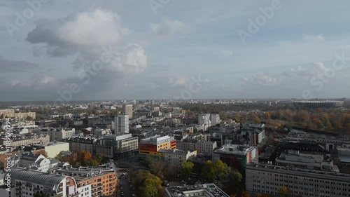 Aerial view of the city in autumn