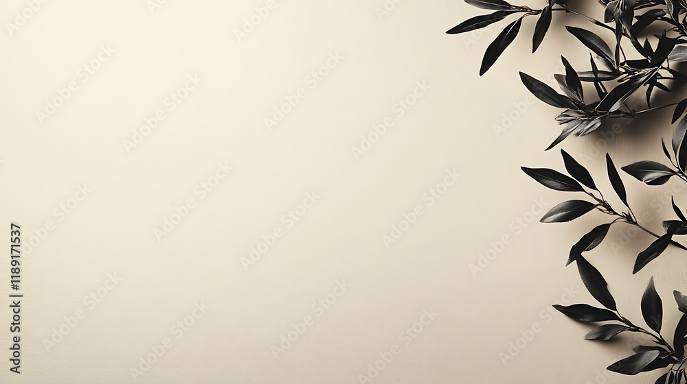 Obraz premium Dark Leaves Against A Beige Background