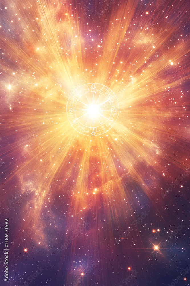 Cosmic zodiac light burst with glowing stars and celestial energy Cosmic zodiac light burst with glowing stars and celestial energy