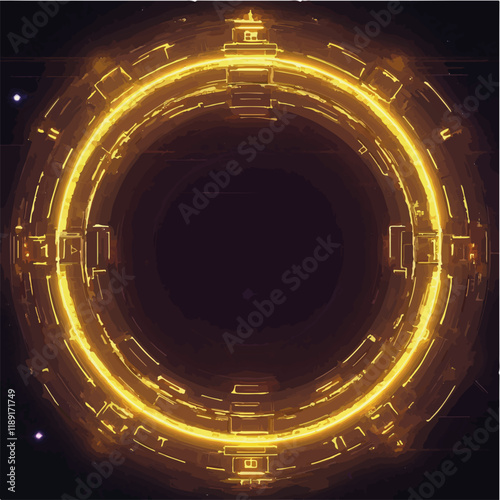 Vektorisiert aus derm Package: rpg, fantasy, game, board, symmetrisch, neon, nerd, außerirdisch, ufo, trek, wars, Allianz, portal, planet, galaxy, 
