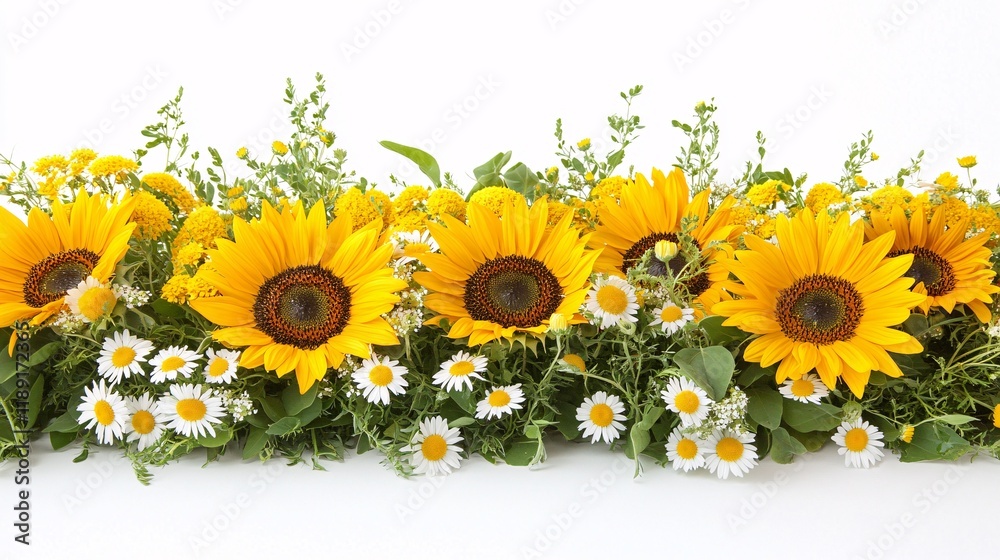 Fototapeta premium Colorful sunflower and daisy arrangement perfect for summer decoration