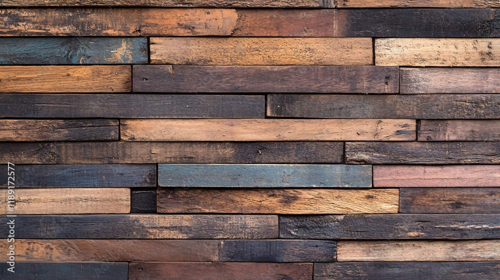Creative wooden texture wall made from various colored planks in rustic style Creative wooden texture wall made from various colored planks in rustic style